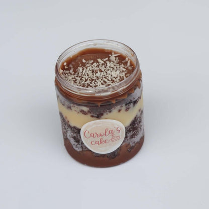 Chocolate Cake with Milk Chocolate and Coconut Brigadeiro (Prestigio) - Cake in a Jar